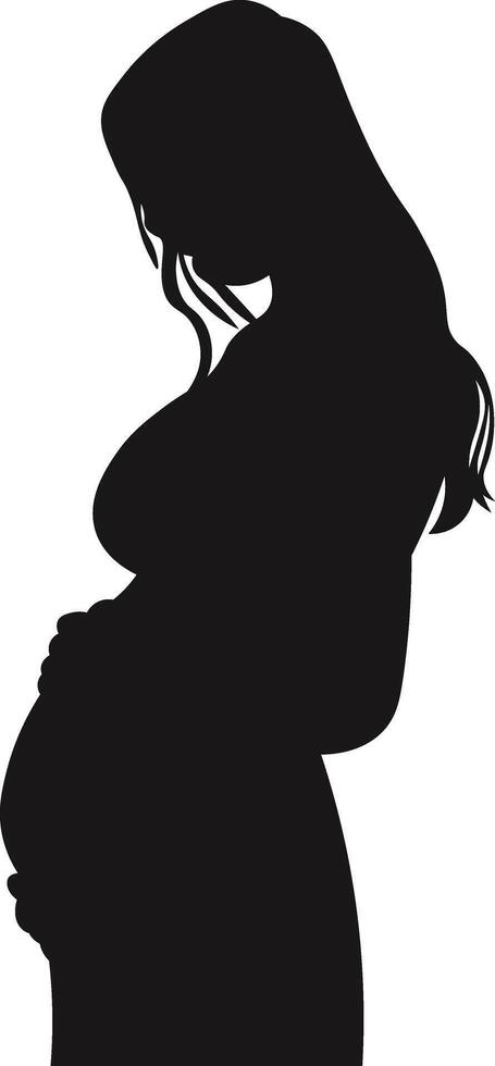 Pregnant Lady Silhouette Isolated on White Background vector