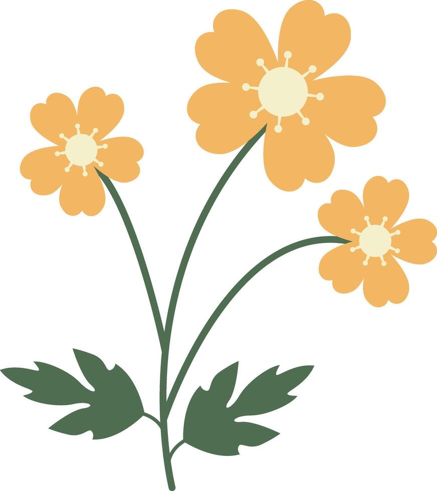 Yellow flower illustration in cartoon shape vector