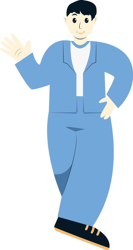 Businessman Character with Blue Suit, Illustration with Flat Design vector
