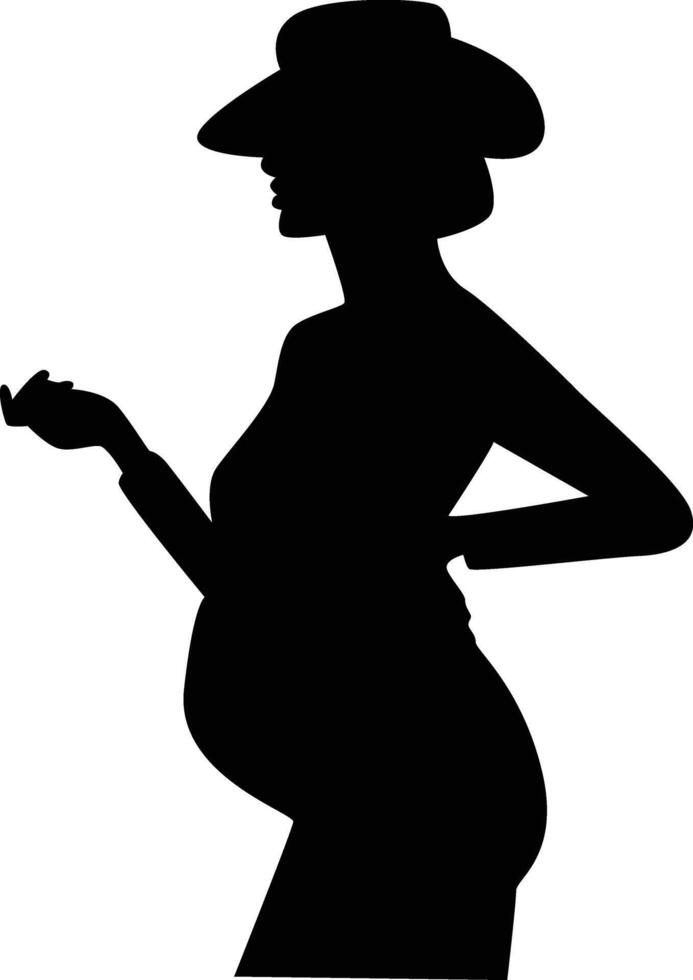 Black Silhouette of Pregnant Woman in Simple Design. vector