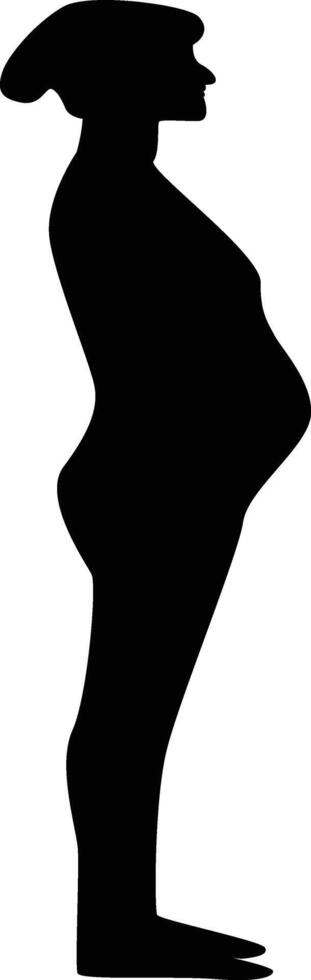Black Silhouette of Pregnant Woman Isolated on White Background. vector