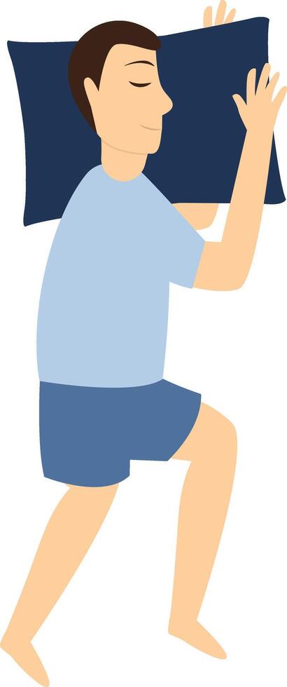 Man Sleeping Position Illustration in Flat Cartoon Design. vector