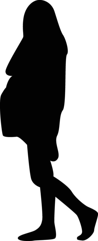 Black Silhouette of Pregnant Woman Isolated on White Background, vector