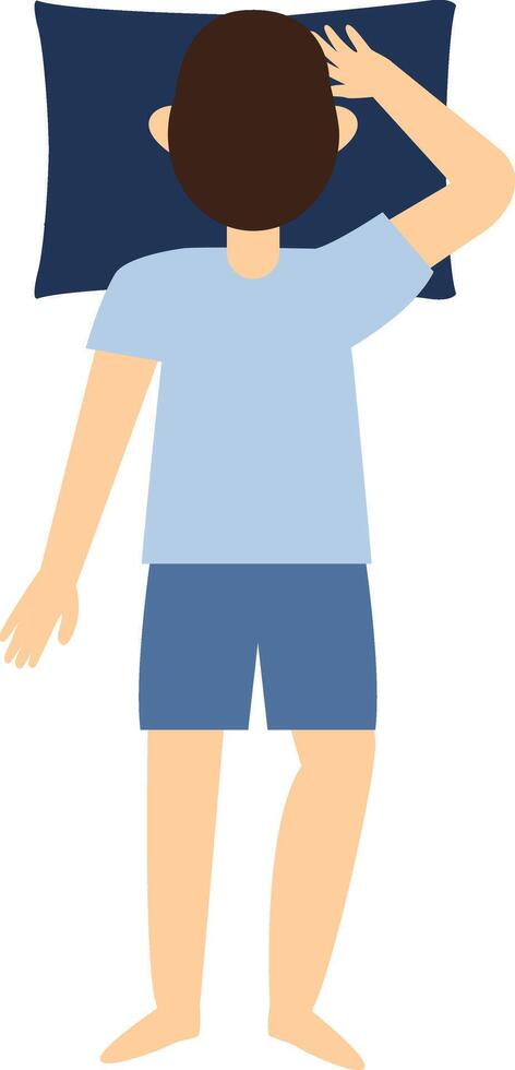 Man Sleeping Position Illustration with Cartoon Shape. vector
