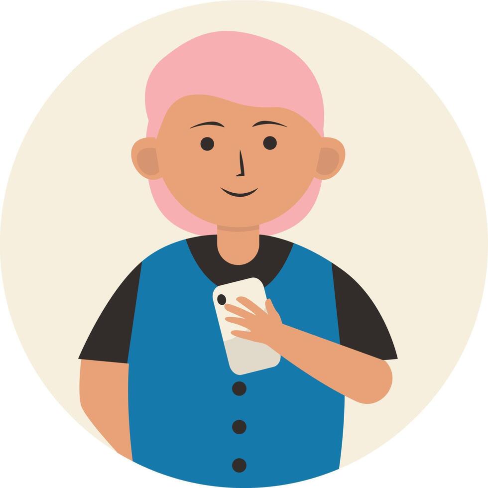 Illustration of Children Addicted to Smartphone in Flat Design. vector