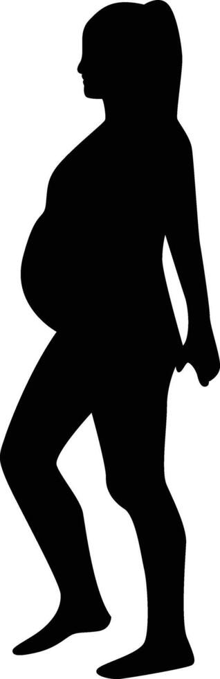 Black Silhouette of Pregnant Woman, vector