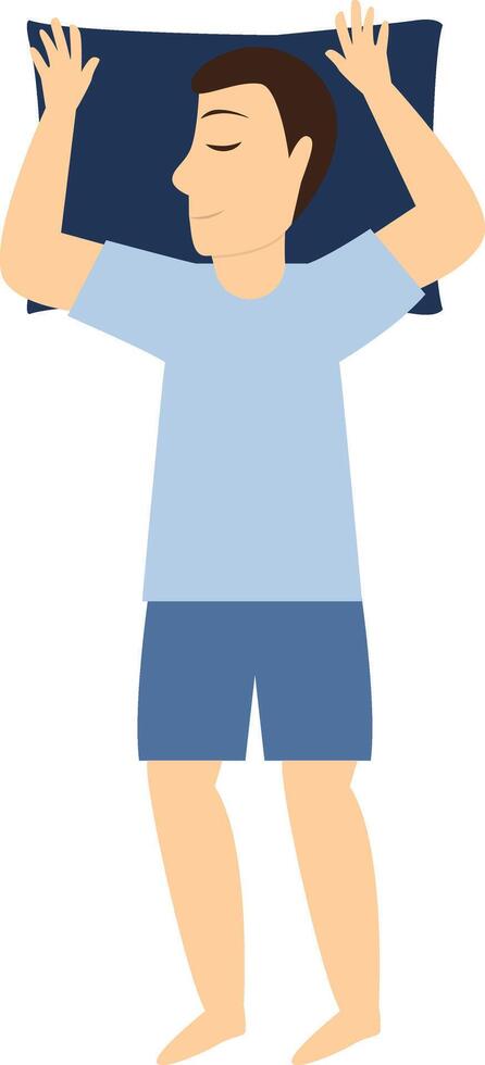 Man Sleeping Position Illustration with Flat Cartoon Shape vector
