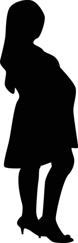 Black Silhouette of Pregnant Woman with Flat Design, vector