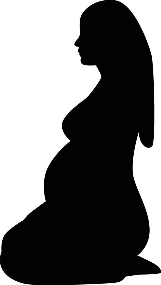 Black Silhouette of Pregnant Woman with Abstract Design. vector