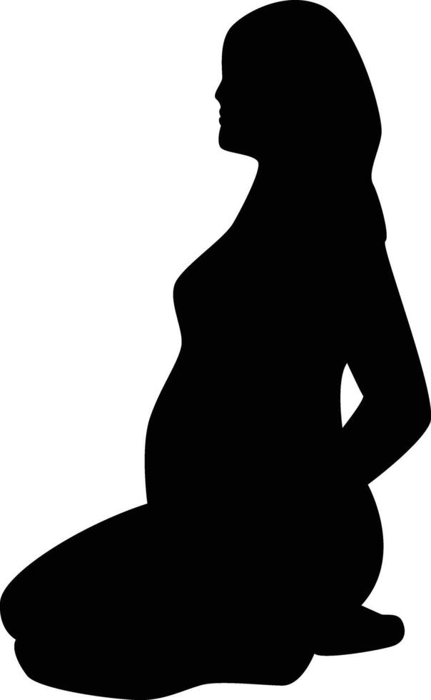 Black Silhouette of Pregnant Woman in Simple Design vector