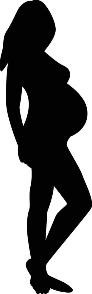 Black Silhouette of Pregnant Woman with Abstract Design vector