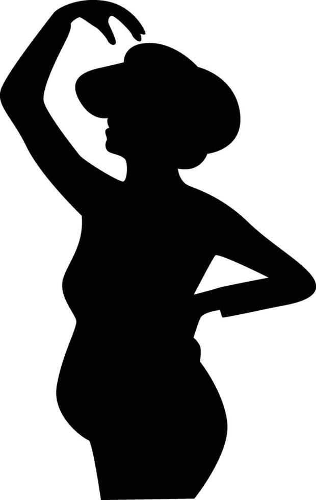 Black Silhouette of Pregnant Woman in Abstract Shape. vector
