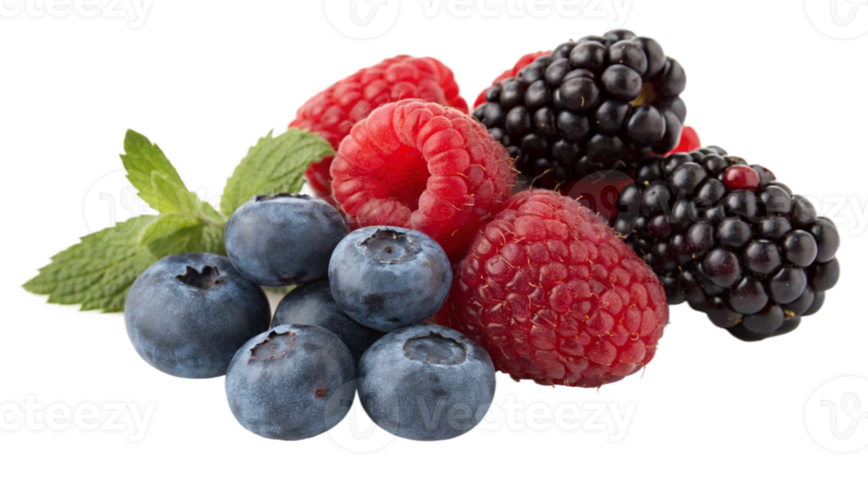 A bunch of berries and blueberries png