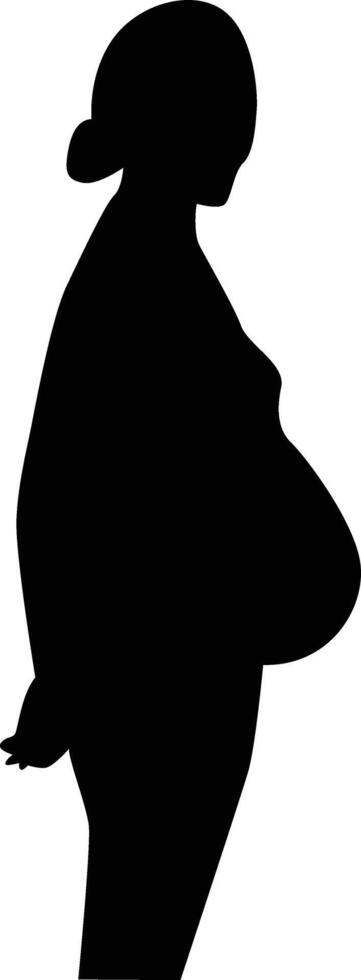 Black Silhouette of Pregnant Woman with Abstract Shape vector