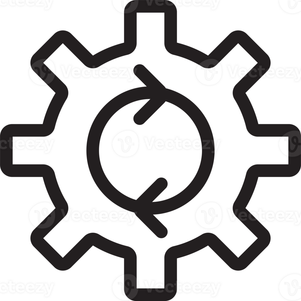 Process outline icon cogwheel and process sign for graphic design, logo, web site, social media, mobile app, ui illustration png