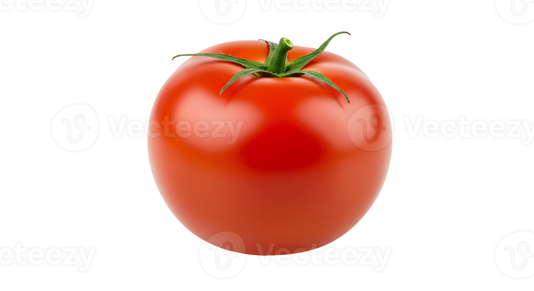 Organic tomato with vibrant red color and green stems isolated on transparent background for cooking ingredients and healthy meals png