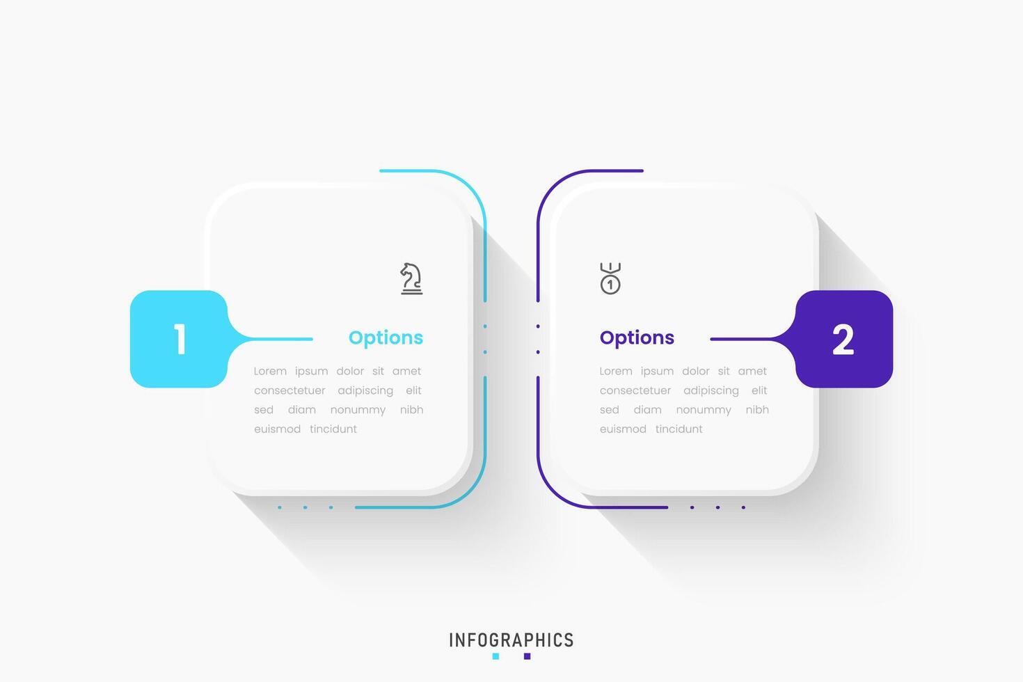 Infographic label design template with icons and 2 options or steps. Can be used for process diagram, presentations, workflow layout, banner, info graph vector