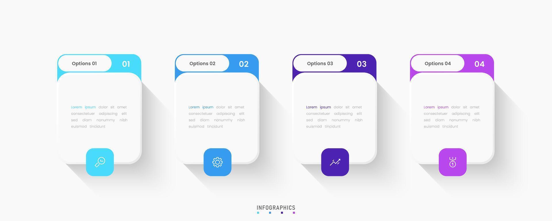 Infographic label design template with icons and 4 options. Can be used for process diagram, presentations, workflow layout, banner, info graph vector