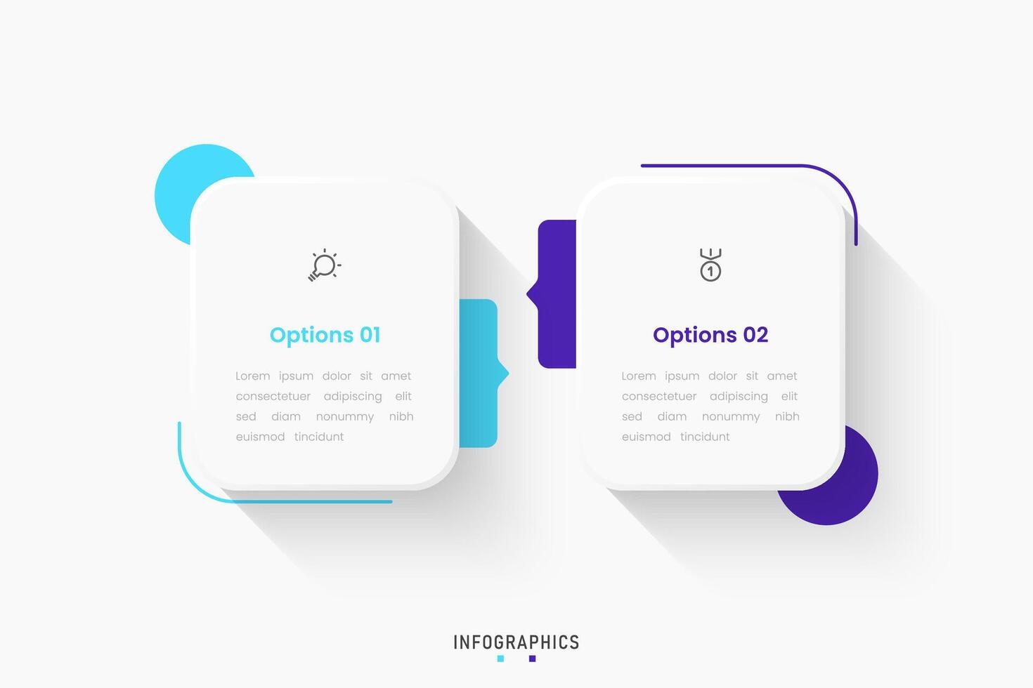 Infographic label design template with icons and 2 options or steps. Can be used for process, presentations, workflow layout, flowchart, info graph. vector