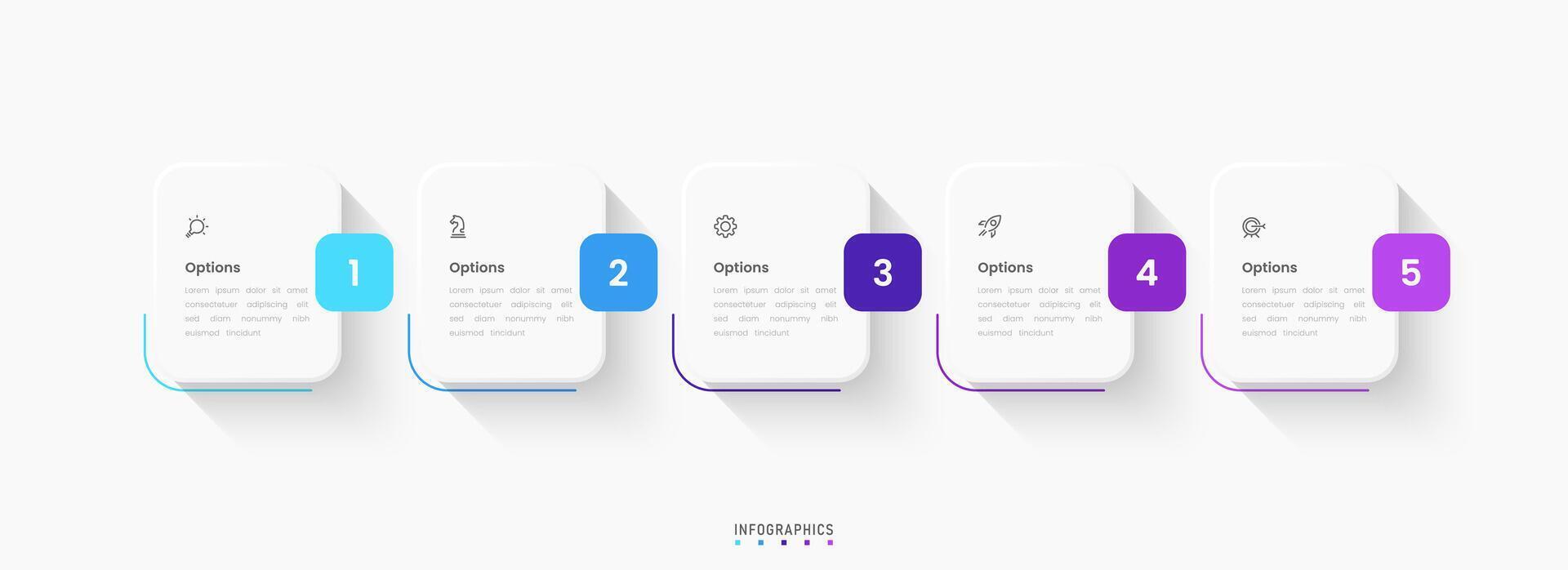 Infographic label design template with icons and 5 options or steps. Can be used for process diagram, presentations, workflow layout, banner, flowchart, info graph vector