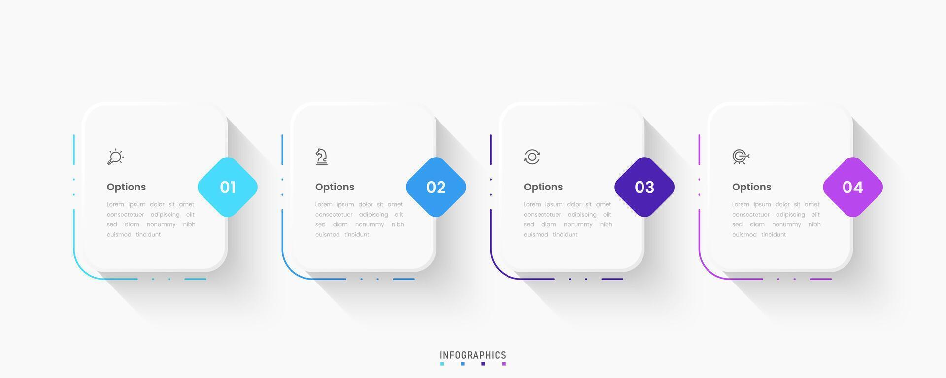 Infographic label design template with icons and 4 options or steps. Can be used for process diagram, presentations, workflow, banner, info graph vector