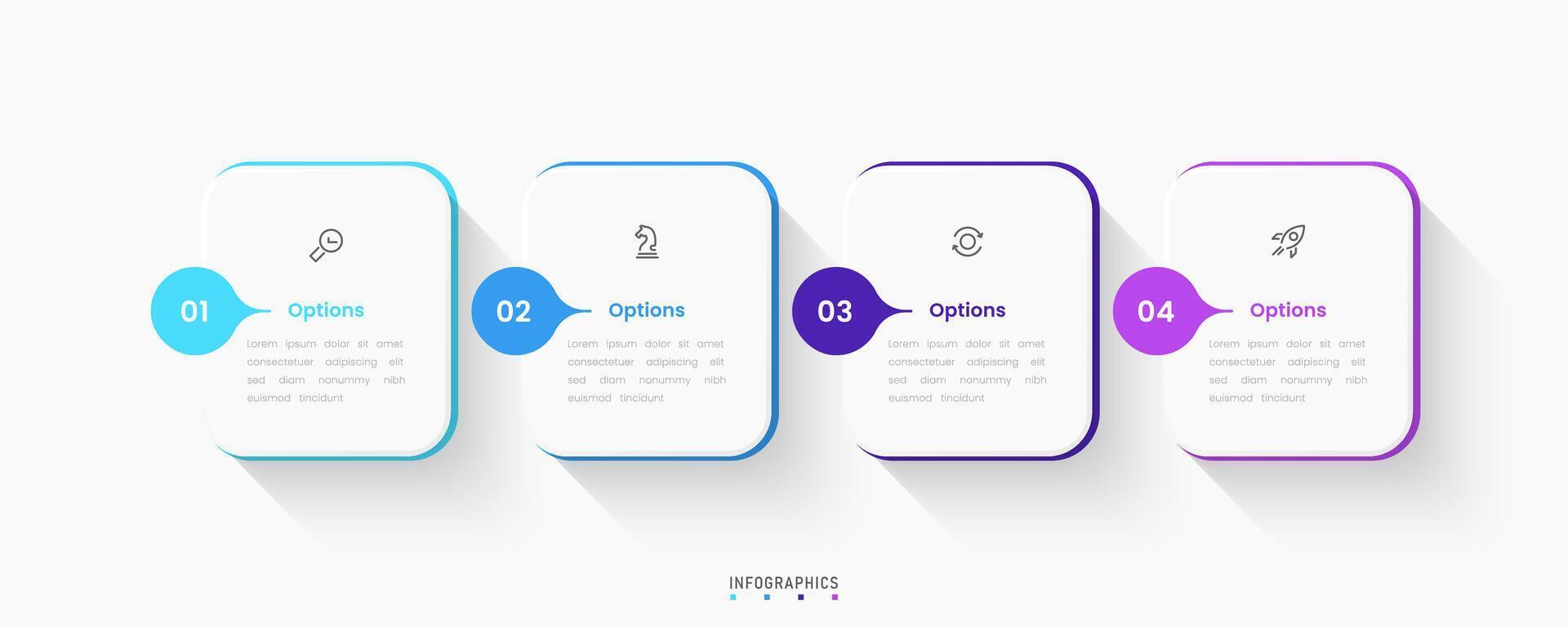 Infographic label design template with icons and 4 options or steps. Can be used for process diagram, presentations, workflow layout, flowchart, info graph. vector