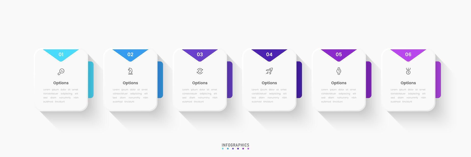 Infographic label design template with icons and 6 options or steps. Can be used for process, presentations, workflow layout, flowchart, info graph. vector