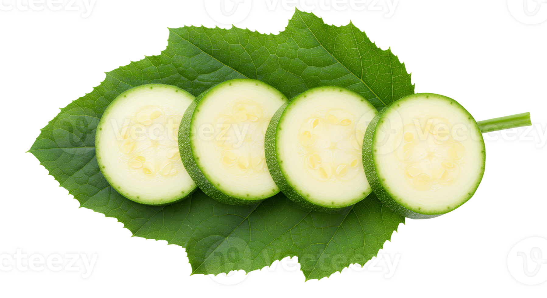 Sliced zucchini rounds neatly arranged on transparent background for raw food, summer recipes, and meal prep ideas png