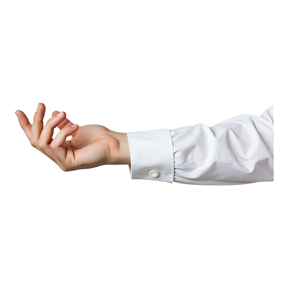 Outstretched Male Hand in White Shirt Presentation or Product Display png