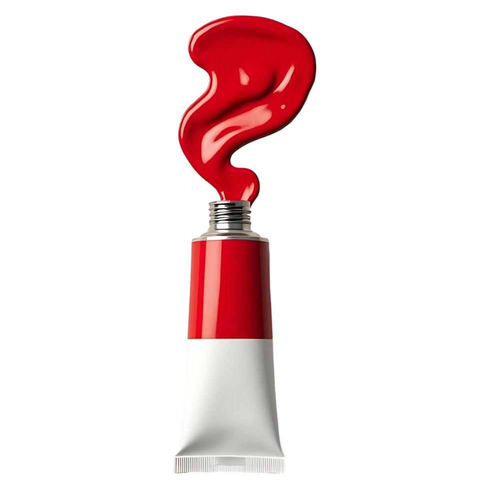 Open Paint Tube with Red Color Splash Artistic Concept Image for Creators png