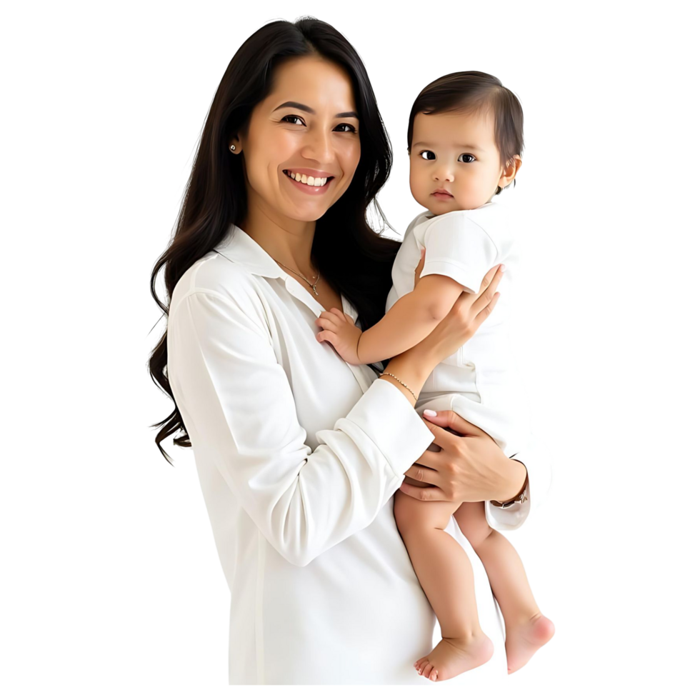 Joyful Mom and Baby Studio Photo Perfect for Parenting Blogs and Ads png