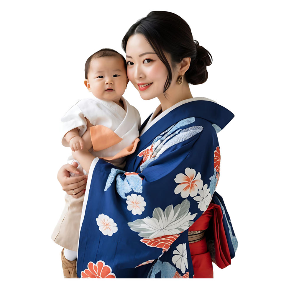 Japanes mother and son png