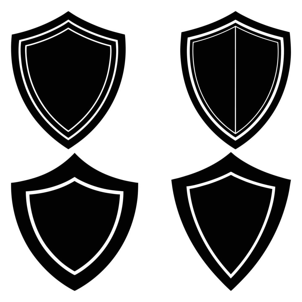 Shield icon set in vintage style Protect shield security icons vector