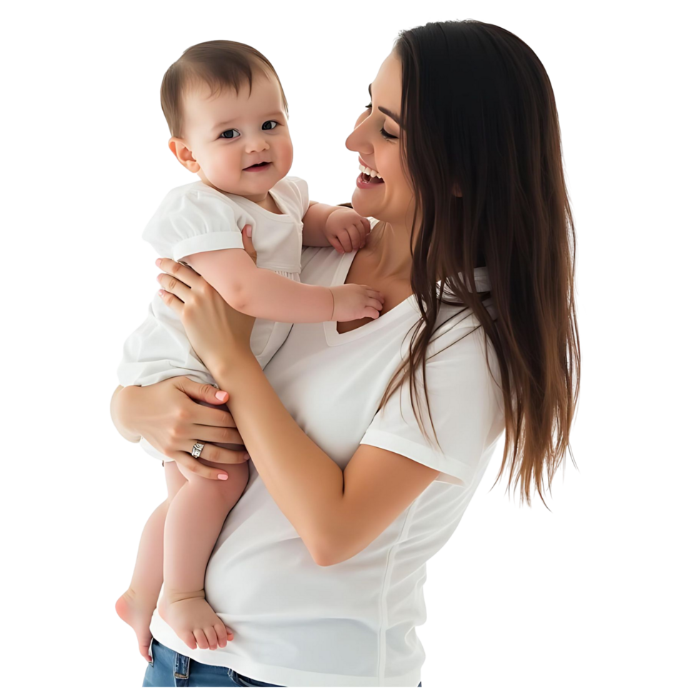 Caring Mother Hugging Child Family Life and Parenthood Theme png