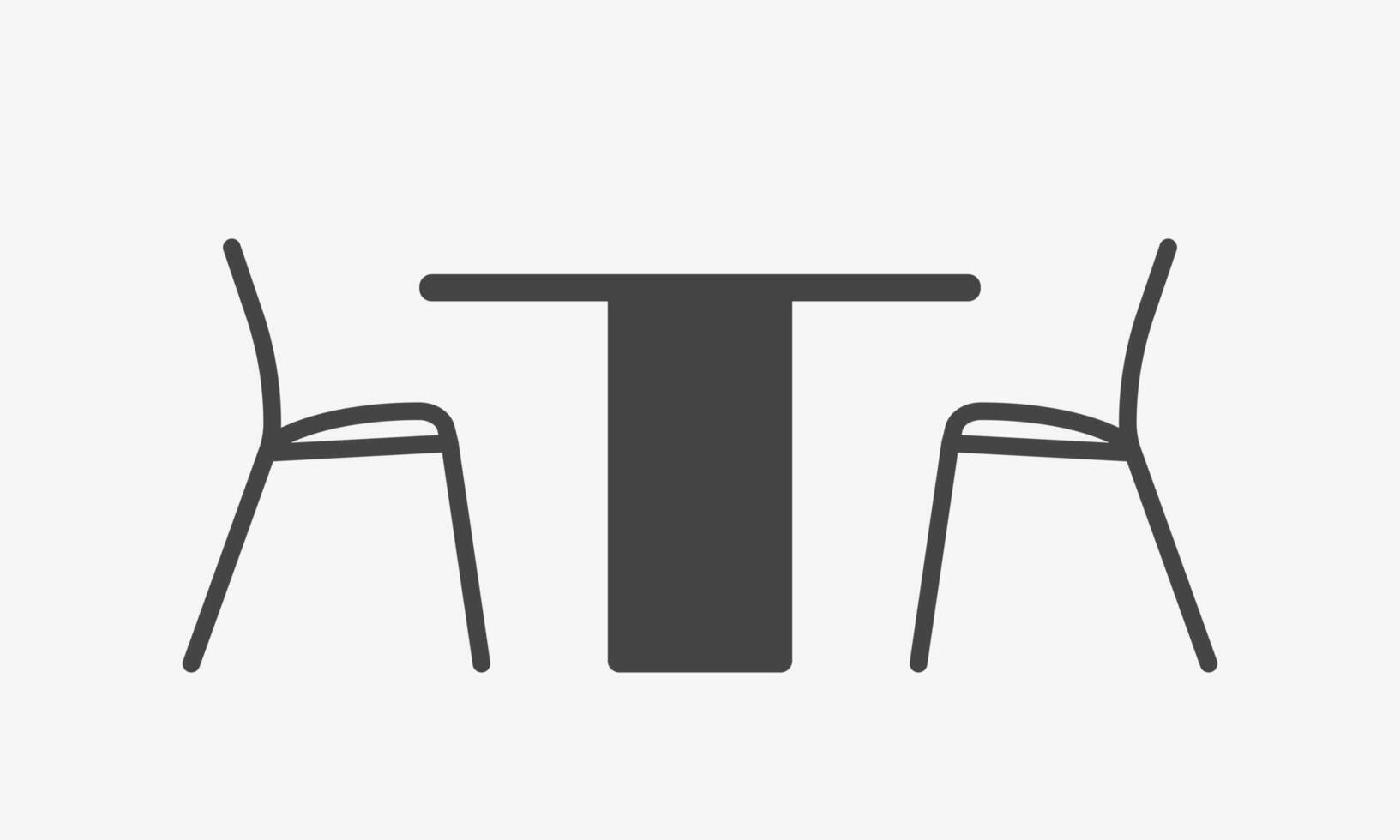Garden chairs and table illustration. Front side view dining furniture vector