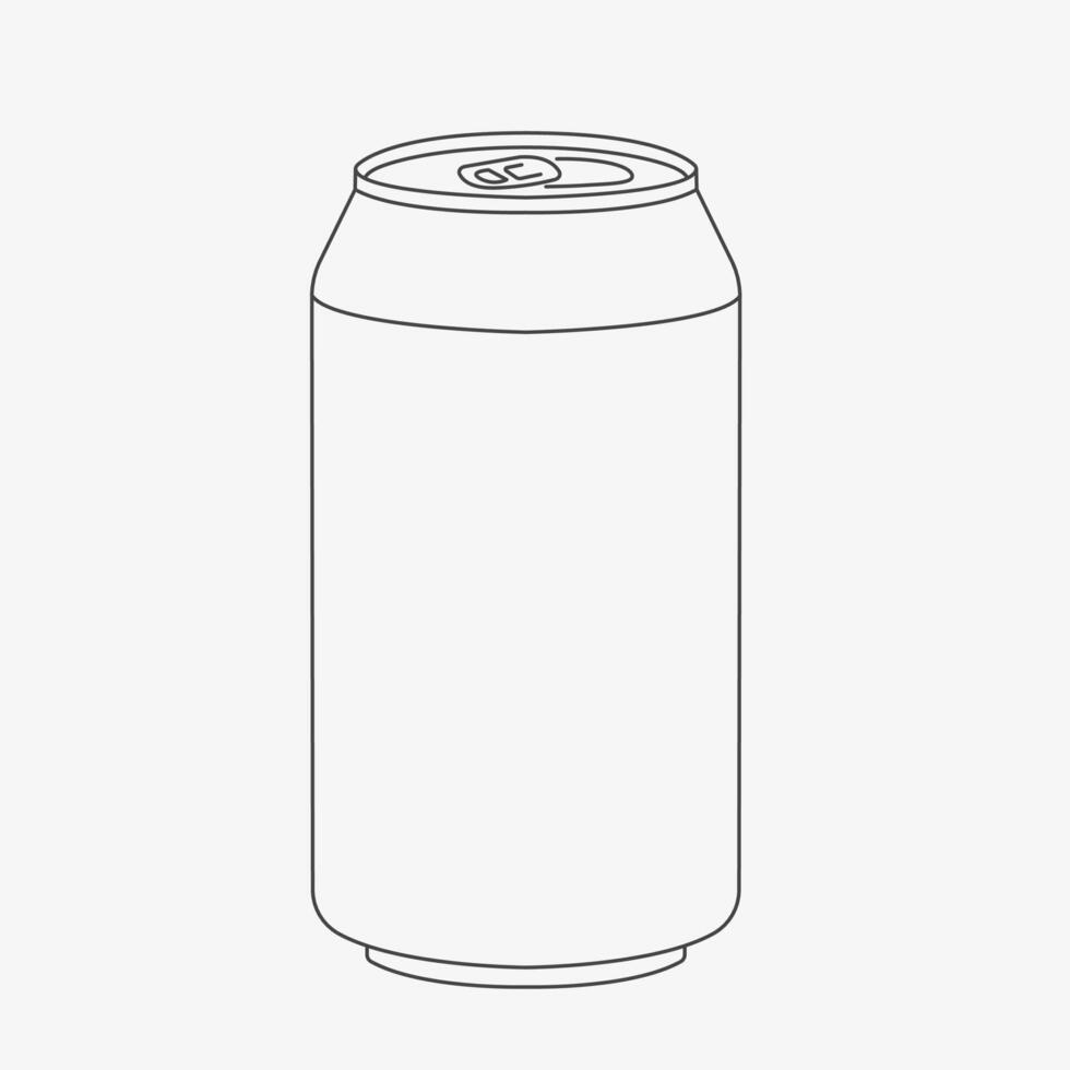 Aluminum Can for Lemonade or Soda. Beverage Container Outline Illustration. vector