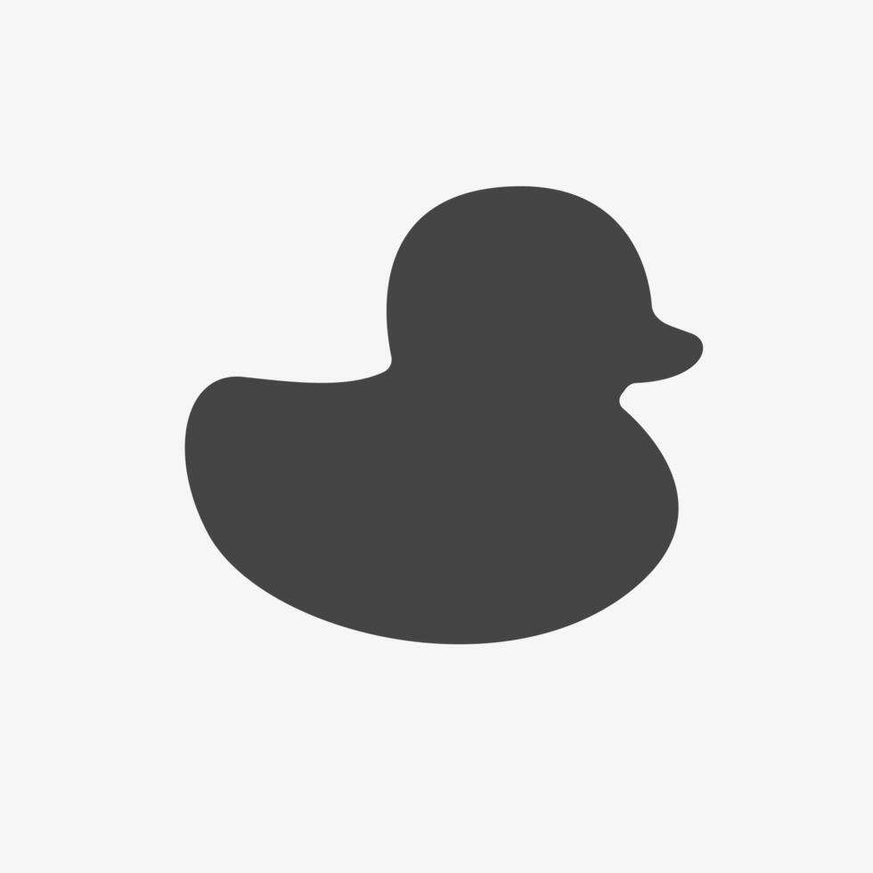 Rubber duck toy silhouette. Black Bird shape. vector