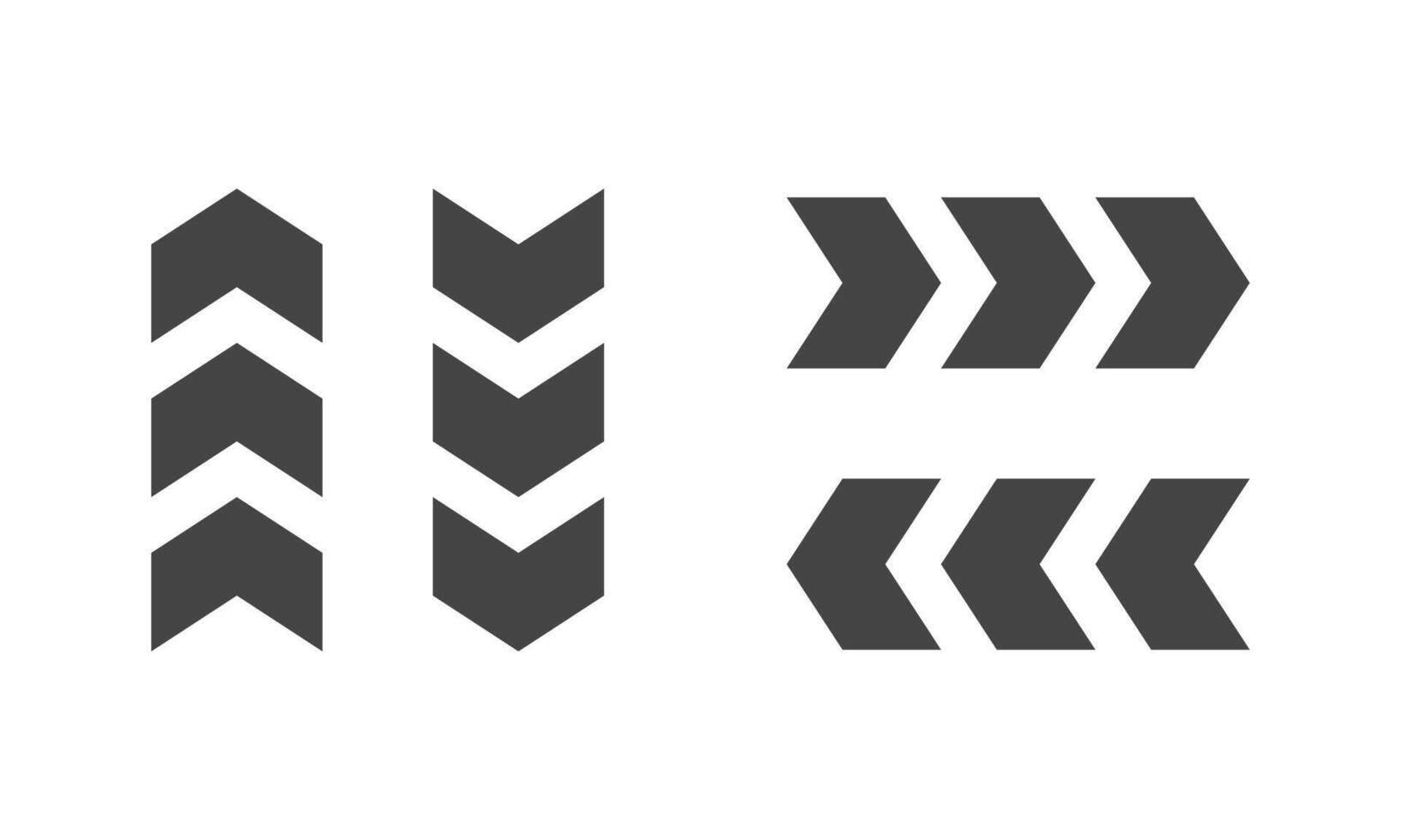 Set of Arrow Chevron Navigation. Left, Right, Up and Down Direction sign. Road signpost symbol vector
