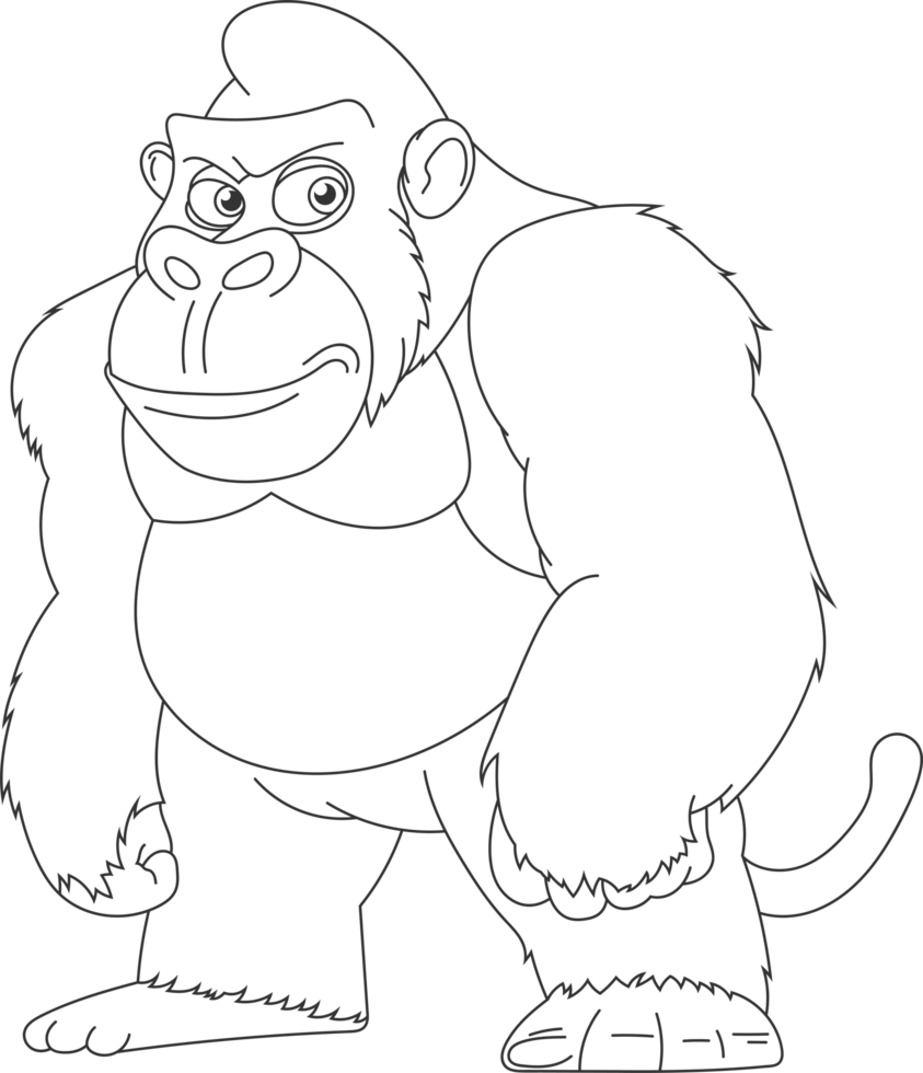 A muscular cartoon gorilla stares forward with a slight frown. The artwork uses solid black fill and an outline to define the form. png