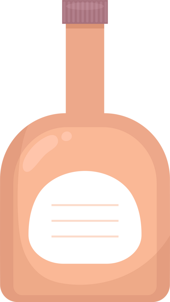 Peach-colored bottle with a cap and a label ready to be filled with a creative drink or potion. png