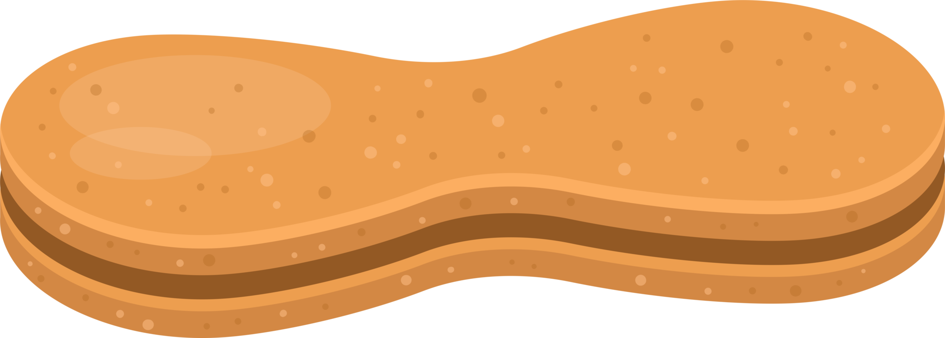 Cartoon illustration of a peanut-shaped sandwich cookie with light brown exterior and dark brown filling. png