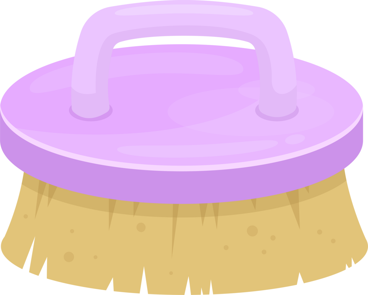 A lavender scrub brush with a handle and coarse bristles, designed for cleaning surfaces effectively. png
