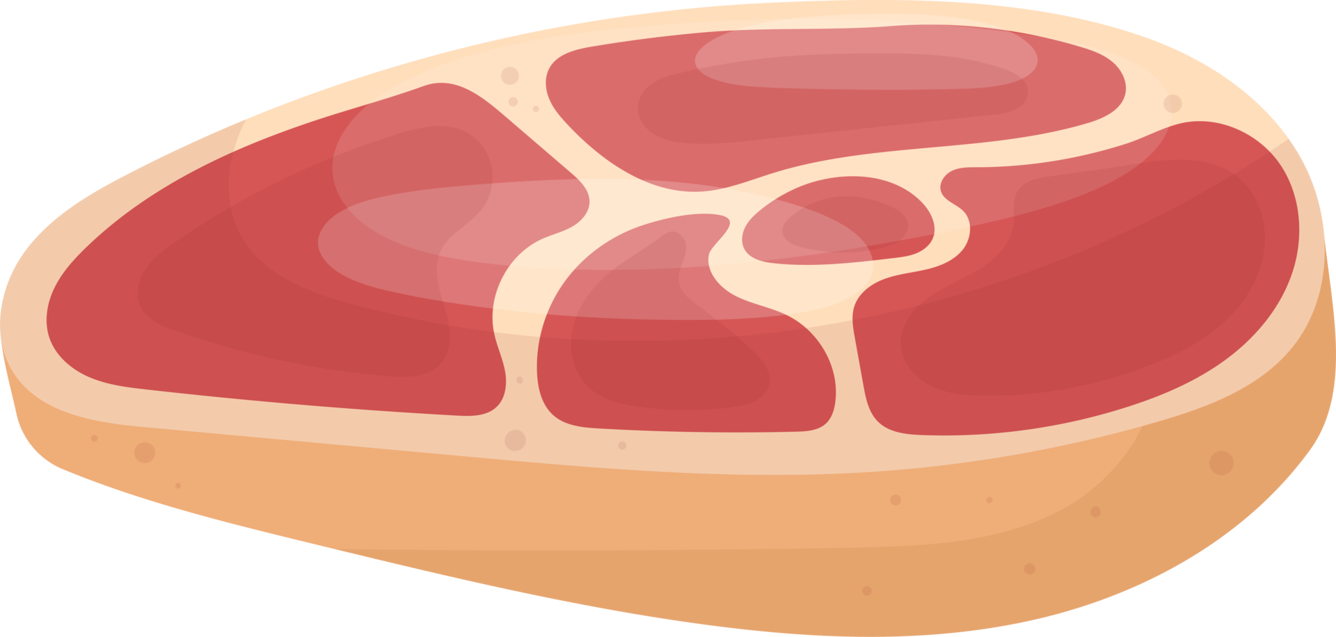 Illustration of a fresh raw cut of meat with marbled fat throughout the lean protein portion. png
