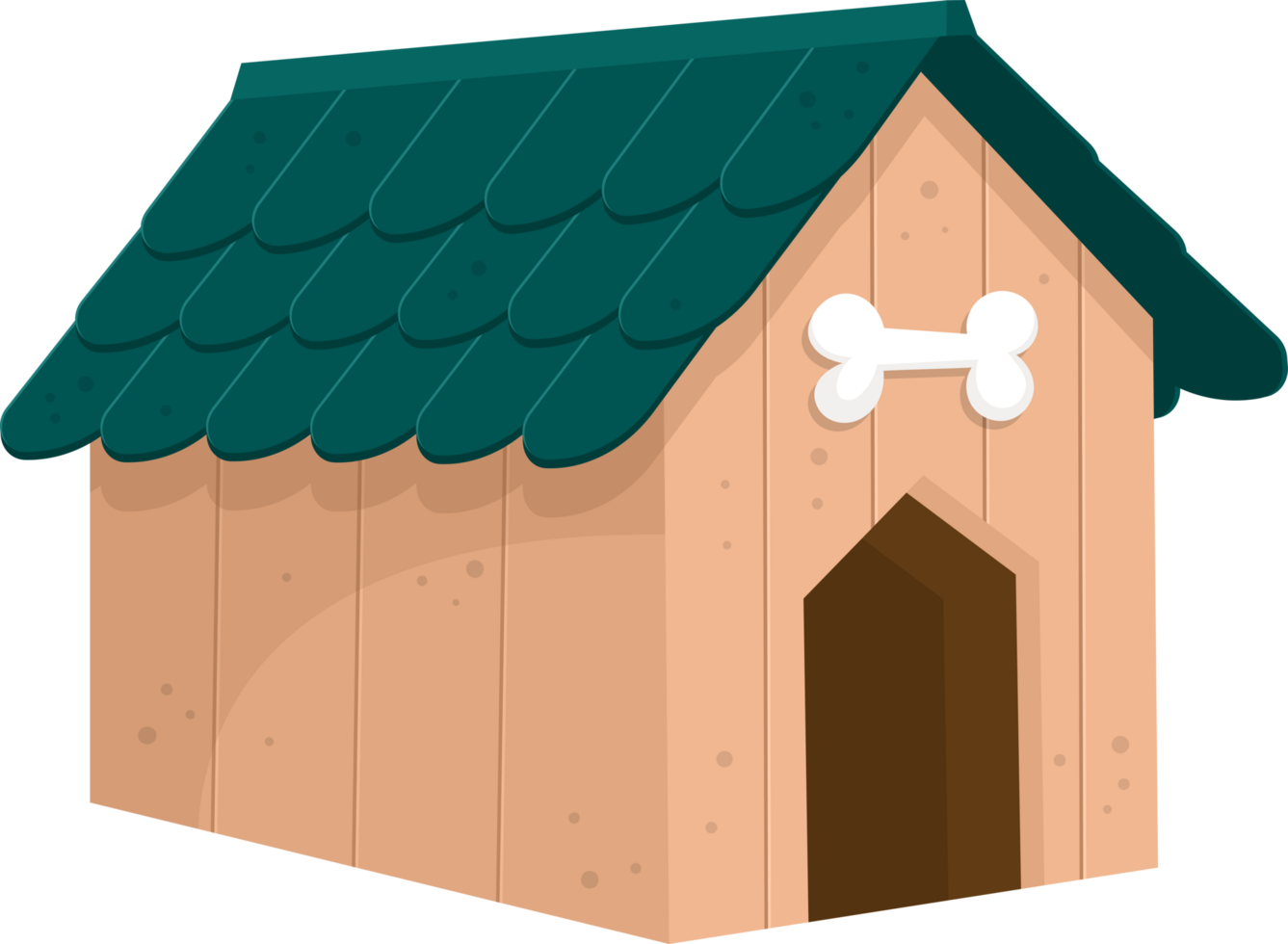 A cartoon doghouse with a bone above the door provides shelter and comfort for a canine companion. png