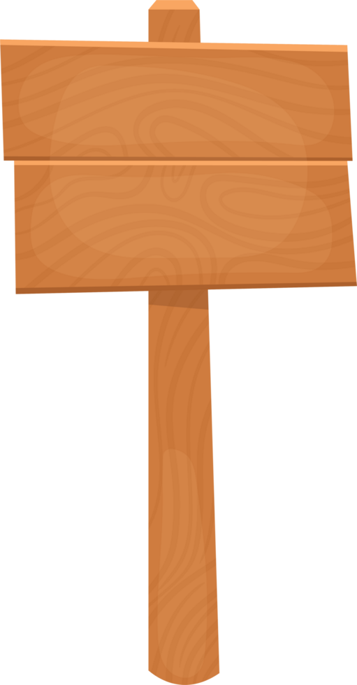Rustic wooden signpost with two planks, ideal for wayfinding, signage, or adding a vintage touch. png