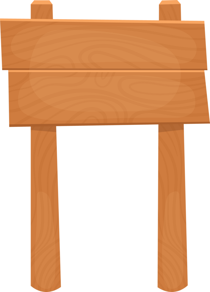 A rustic wooden sign stands ready to display information, guidance, or a personalized message. png