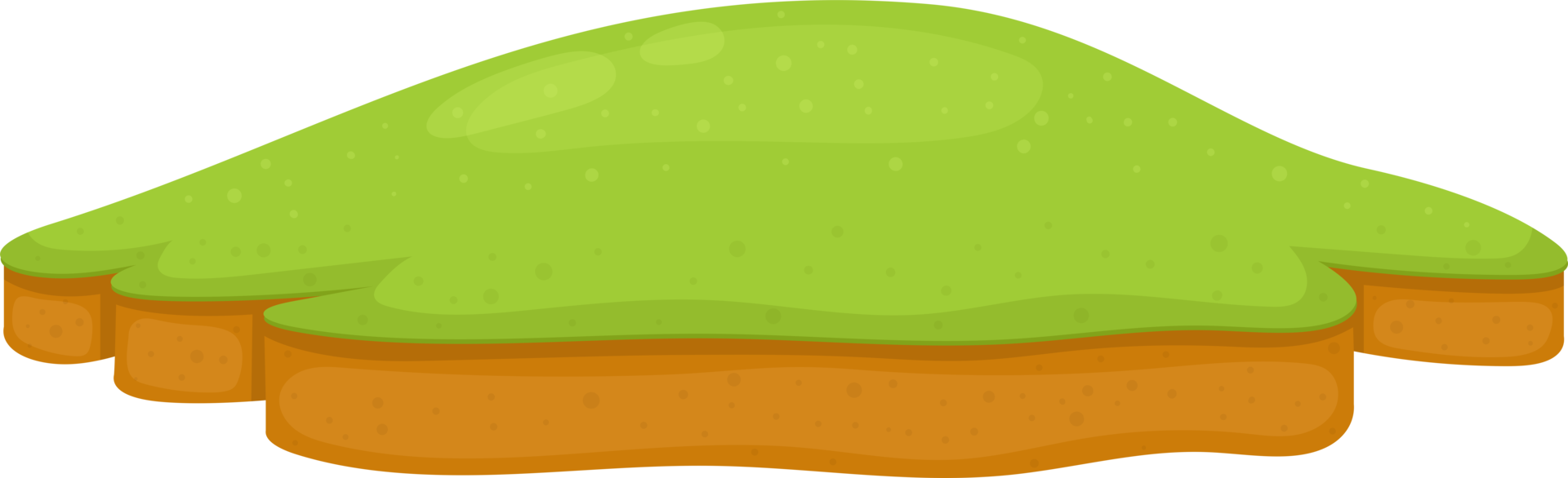 Cartoon illustration of a grassy knoll with soil layers, simple and visually appealing cartoon illustration. png