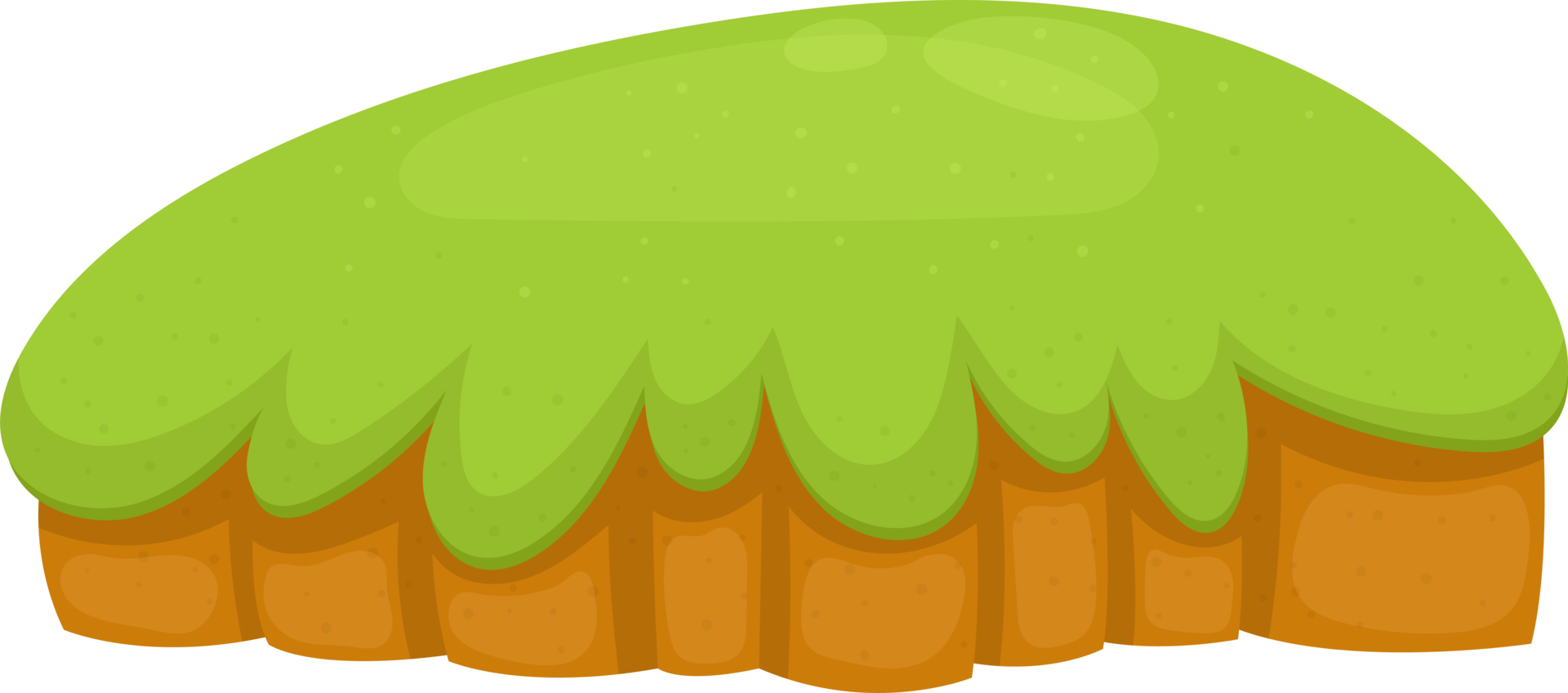Cartoonish landscape element featuring green grass atop blocky brown soil, perfect for game environments. png