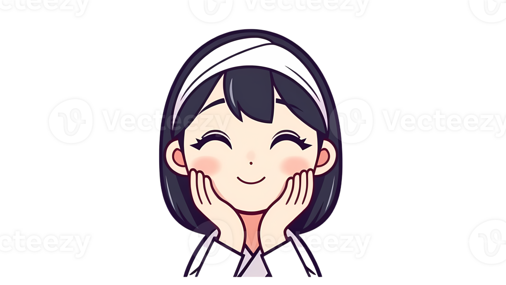 A cartoon girl with her hands on her face png