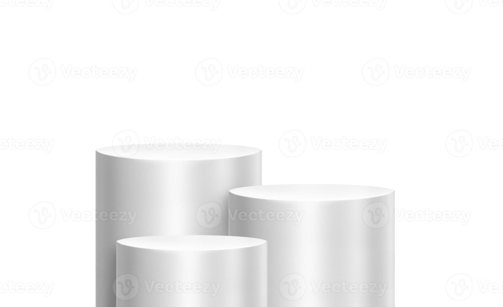White cylindrical display stand in studio room for product display. photo